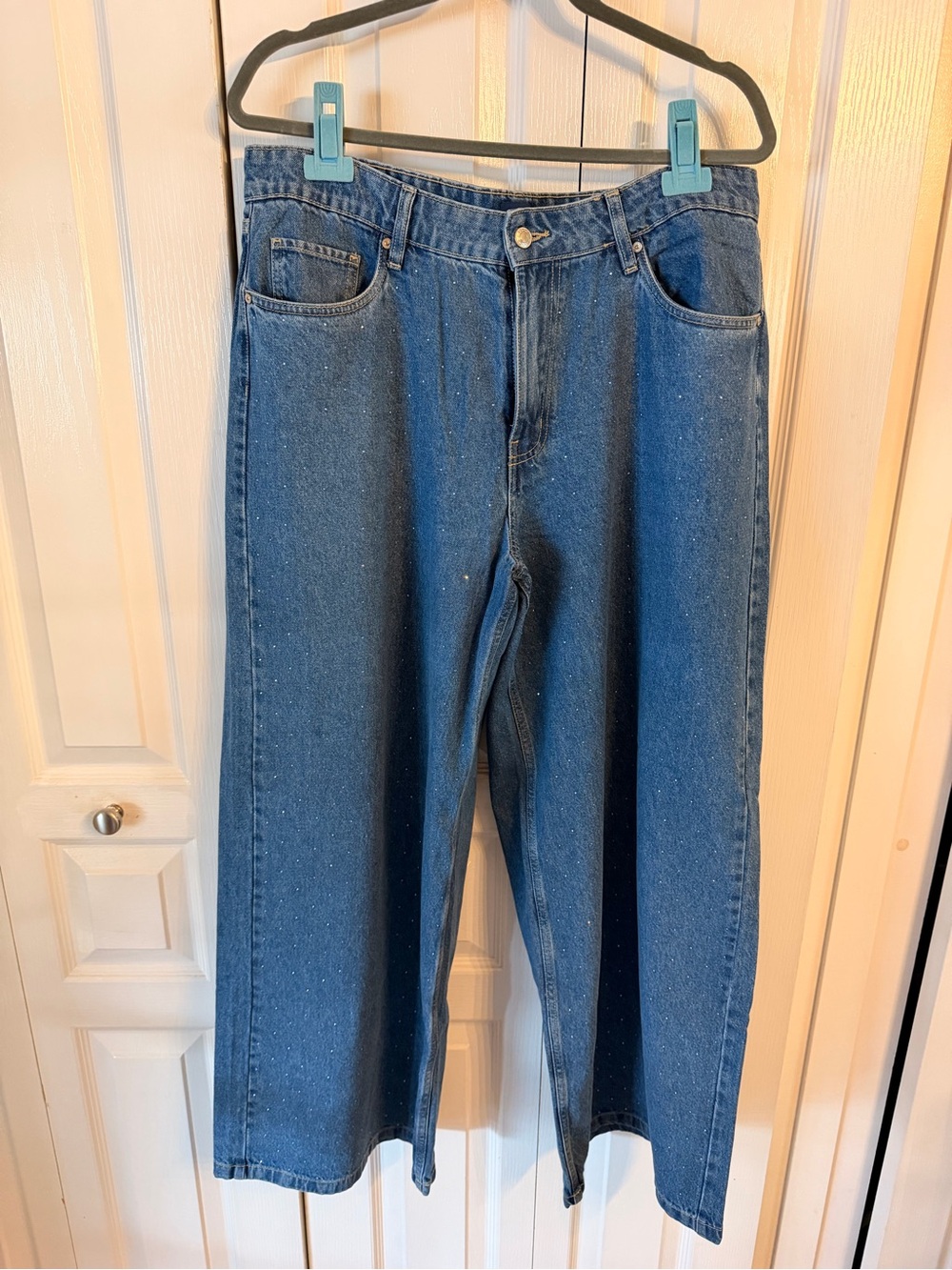 Scoop Rhinestone Embellished Wide Leg Jeans